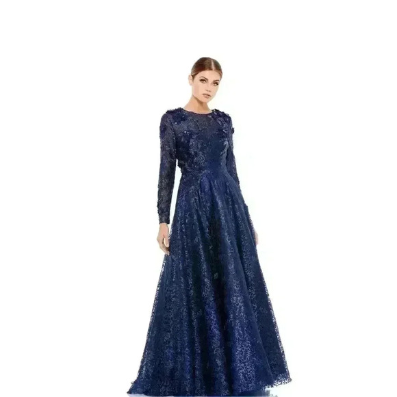 New Mac Duggal Gown 11121  Size 9 Navy Blue Retails $998 - Picture 1 of 5